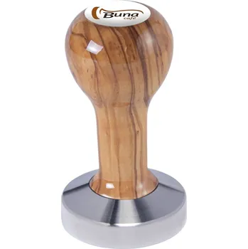 Buna café tamper, oliva, lak, SP, 58.35 mm, nerez mat, plochý