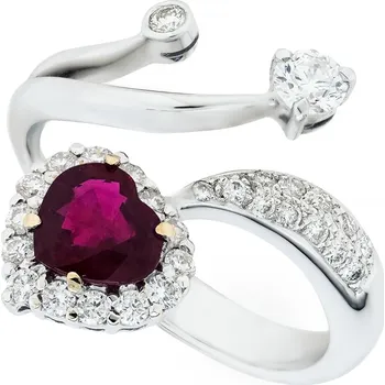Prsten Diamantový prsten s rubínem ve tvaru srdce A22ADO56