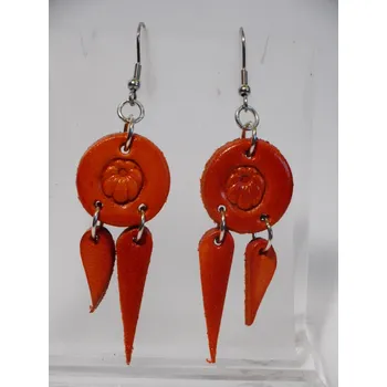 Náušnice Kožené náušnice č.9 Barva: Oranžová