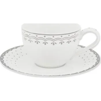 Leander Šálek s podšálkem, 0,20 l, HyggeLine, šedá, Leander, český porcelán