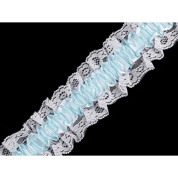 Pružný volánek s krajkou na podvazky šíře 65 mm, barva 2 bílo-modrá