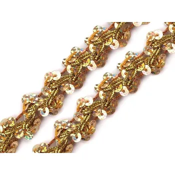 Flitrový prýmek šíře 15 mm hologram, barva 2 zlatá