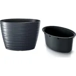 PROSPERPLAST Květináč oválný s vkladem MAZE antracit 58,5cm