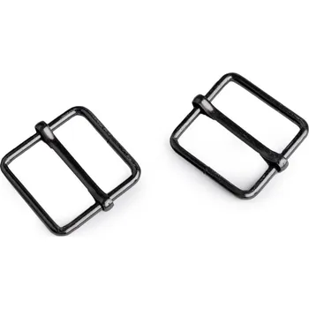 Posunovač na popruhy šíře 26 mm čtvercový, barva 3 nikl černý