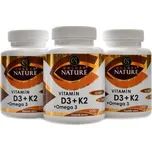 Golden Nature Vitamín D3 2000 + K2 MK7 + Omega 3 300 kapslí
