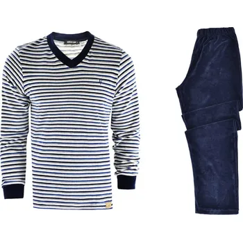 Pánské pyžamo Pánské pyžamo 11734 - Vamp tm.modrá s proužky M