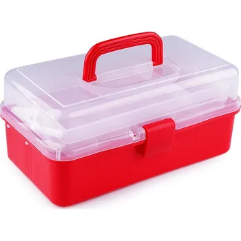 Výtvárné potřeby Plastový box / kufřík 20x33x15 cm rozkládací, barva 6 červená