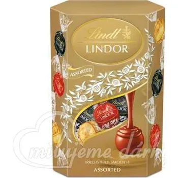 Cukrovinka Lindt Lindor balení čokoládových pralinek, směs druhů, zlatá, 200g