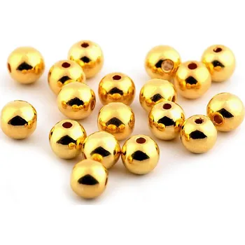 Korálek Plastové voskové korálky / perly Glance Metalic Ø8 mm, barva 2 zlatá