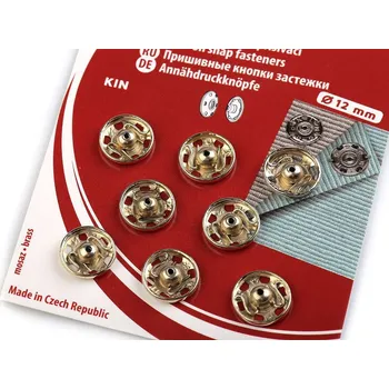 Kovové patentky / stiskací knoflíky, barva 27/12 mm 4 zlatá sv.