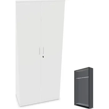 Policová skříň Šatní kancelářská skříň, v x š x h: 1895 x 800 x 445 mm, barva bílá
