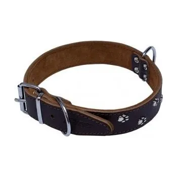 Obojek pro psa BafPet Obojek kožený BONNY zdobený hnědý 30x45 cm