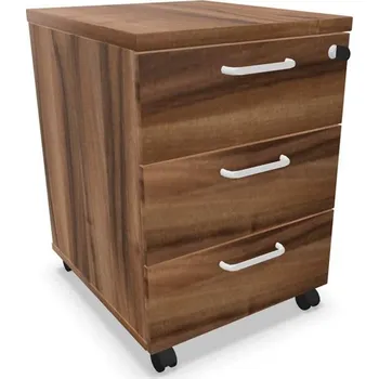 Zásuvkový kontejner Kontejner pojízdný, 3 zásuvky, barva ořech, v x š x h: 600 x 430 x 480 mm