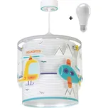 Dalber 61682 BABY TRAVEL - Dětské závěsné svítidlo s forforeskujícími motivy + Dárek LED žárovka (Dětský lustr s motivem autíček a letadel)