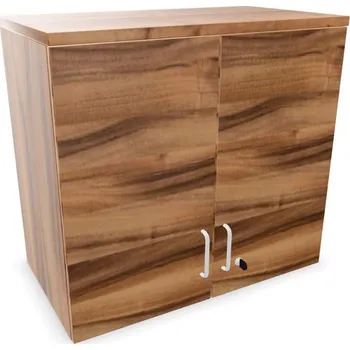 Policová skříň Kancelářská skříň - dveře dvoukřídlé, nástavec, v x š x h: 740 x 800 x 445 mm, barva ořech