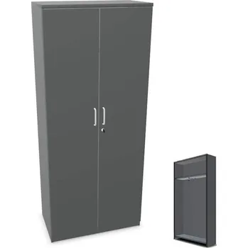 Policová skříň Šatní kancelářská skříň, v x š x h: 1895 x 800 x 445 mm, barva tmavě šedá
