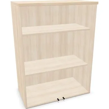 Policová skříň Kancelářská skříň - dvoukřídlé prosklené dveře, nástavec v x š x h: 1070 x 800 x 445 mm, barva akácie