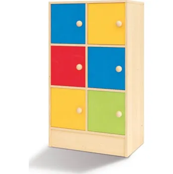 Dětská skříň Duhová skříňka - 6 boxů, úzká Bříza