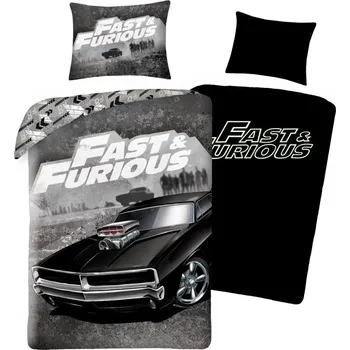 Povlečení Halantex Rychle a zběsile černobílé svítící 140 x 200, 70 x 90 cm zipový uzávěr