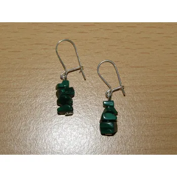 Drahý kámen Malachit - Náušnice - tromlované kameny - knu33