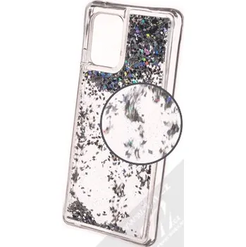 Pouzdro na mobilní telefon 1Mcz Liquid Diamond Sparkle ochranný kryt s přesýpacím efektem třpytek pro Samsung Galaxy S10 Lite stříbrná (silver)
