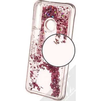 Pouzdro na mobilní telefon 1Mcz Liquid Diamond Sparkle ochranný kryt s přesýpacím efektem třpytek pro Huawei P40 Lite E růžově zlatá (rose gold)