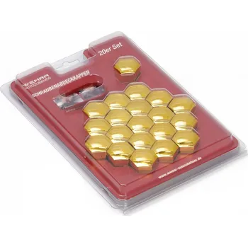 Samolepicí dekorace na vozidlo Sada krytek na kolové šrouby nebo matice Wemar, zlatý chrom 20ks, CK2120GCWEM, 21mm