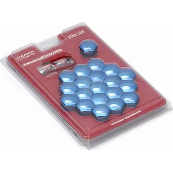 Samolepicí dekorace na vozidlo Sada krytek na kolové šrouby a matice Wemar, modré 20ks, CK2220BWEM, 22mm