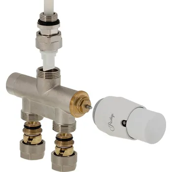 Ventil Vario Term Základní sada přímého ventilu 352, jednobodové připojení, 50 mm Barva: Poniklováno, Svěrné spojky: 2x PEX-AL-PEX 16x2 mm