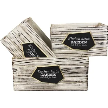 Obal na květináč Aranžovací bedýnka dřevěná bílo-černá patina - 28x19x14 cm