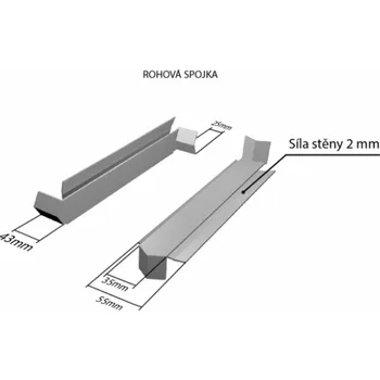 Parapet Hliníková R - spojka 90° (k venkovním taženým parapetům) NOS 40 mm pro šíři: 70 mm - Světle hnědá RAL 8003