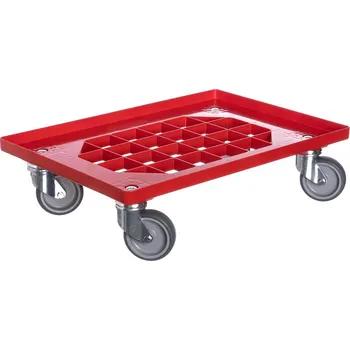 Plošinový vozík Vozík pod přepravky mřížka 2 otočná + 2 pevná GU kolečka 100 Barvy: Červená