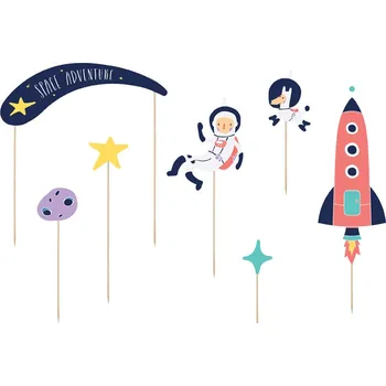 Party dekorace PartyDeco Zapichovací dekorace na dort Vesmír 7 ks