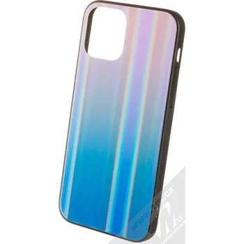 Pouzdro na mobilní telefon 1Mcz Aurora Glass Cover ochranný kryt pro Apple iPhone 12, iPhone 12 Pro měnivě růžová modrá (iridescent pink blu