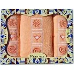 Luxusní dárkový vyšívaný froté set 1 osuška 2 ručníky (lososová)