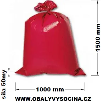 Pytle na odpadky PE odpadový pytel červený - 1000 x 1500 / 50 my