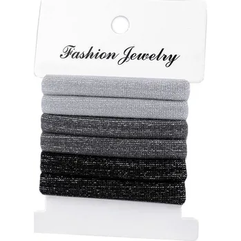 Sada gumiček do vlasů s lurexem - 6 ks černé