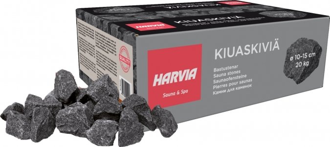 Saunové kameny HARVIA, vel. 10-15 cm, 20kg, šedé balení