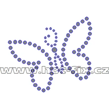 ZM025 - motýl nažehlovací hot-fix kamínková aplikace na textil, rozměry cca 6,5x5,9cm barva: kameny barva 101 Crystal /stříbrná