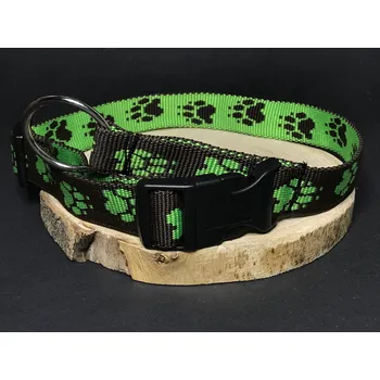 Obojek pro psa Palkar obojek z popruhu pro psy 65 cm x 25 mm černo-zelená s tlapkami (Palkar obojek z popruhu pro psy 65 cm x 25 mm černo-zelená s tlapkami)