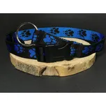 Palkar obojek z popruhu pro psy 65 cm x 25 mm černo-modrá s tlapkami (Palkar obojek z popruhu pro psy 65 cm x 25 mm černo-modrá s tlapkami)