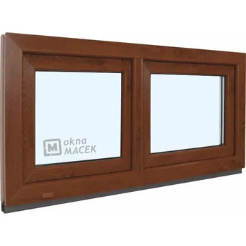 Okno Plastové okno - KNIPPING 70 AD, 1200x600 mm, S/S, ořech Sklo: čiré, Barva, imitace: ořech/bílá (jednostranně) + příslušenství a montážní materiál zdarma