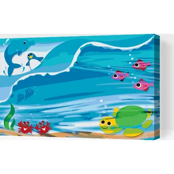 Malování podle čísel - Zvířátka pod vodou Velikost: 40x60cm, Rámování: Pouze srolované plátno