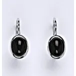 Stříbrné náušnice s přírodním kamenem onyx 7 x 5, NK 1354