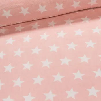 Rumitex Mikroflanel/flanel fleece růžové hvězdy 1,5/1 m