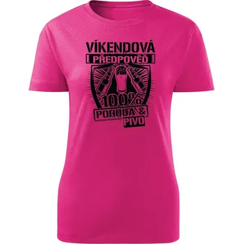 Dámské tričko Dámské tričko Víkendová předpověď - pivo Barva: Růžová, Velikost: L