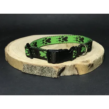 Obojek pro psa Palkar obojek z popruhu pro psy 35 cm x 16 mm černo-zelená s tlapkami (Palkar obojek z popruhu pro psy 35 cm x 16 mm černo-zelená s tlapkami)
