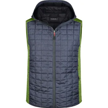 Pánská vesta Daiber Pánská pletená hybridní vesta s kapucí Knitted Hybrid Vest JN768 Barva: Kiwi melír - Antracitový melír, Velikost: 3XL