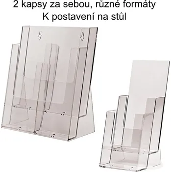 Reklamní Stojánek na letáky, 2 kapsy za sebou Formát DL (1/3A4) (2C110)