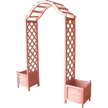 Pergola Dřevěný zahradní oblouk na růže s květináči po stranách, 206 cm